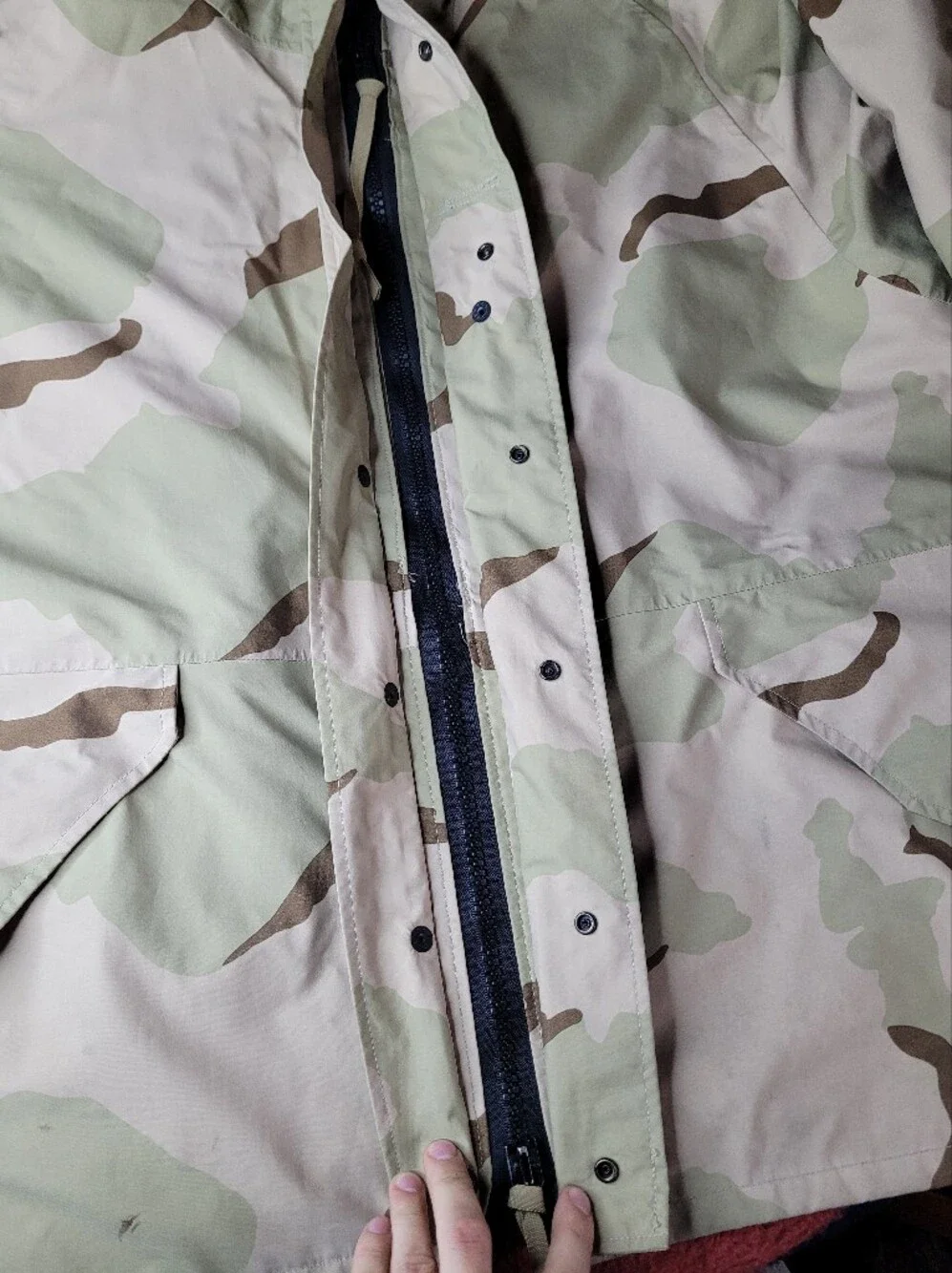 USGI Desert Camo Cold Weather Hooded Parka Mens XL Military Nylon Full Zip